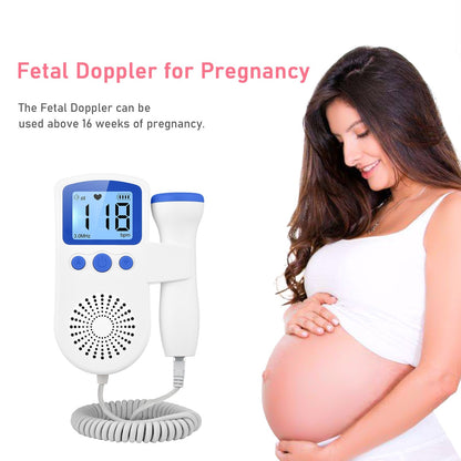 Pregnancy Handheld Baby Heartbeat Detector 3.0MHz Portable Fetal Doppler for Home Noise Reduction Baby Heart Monitor