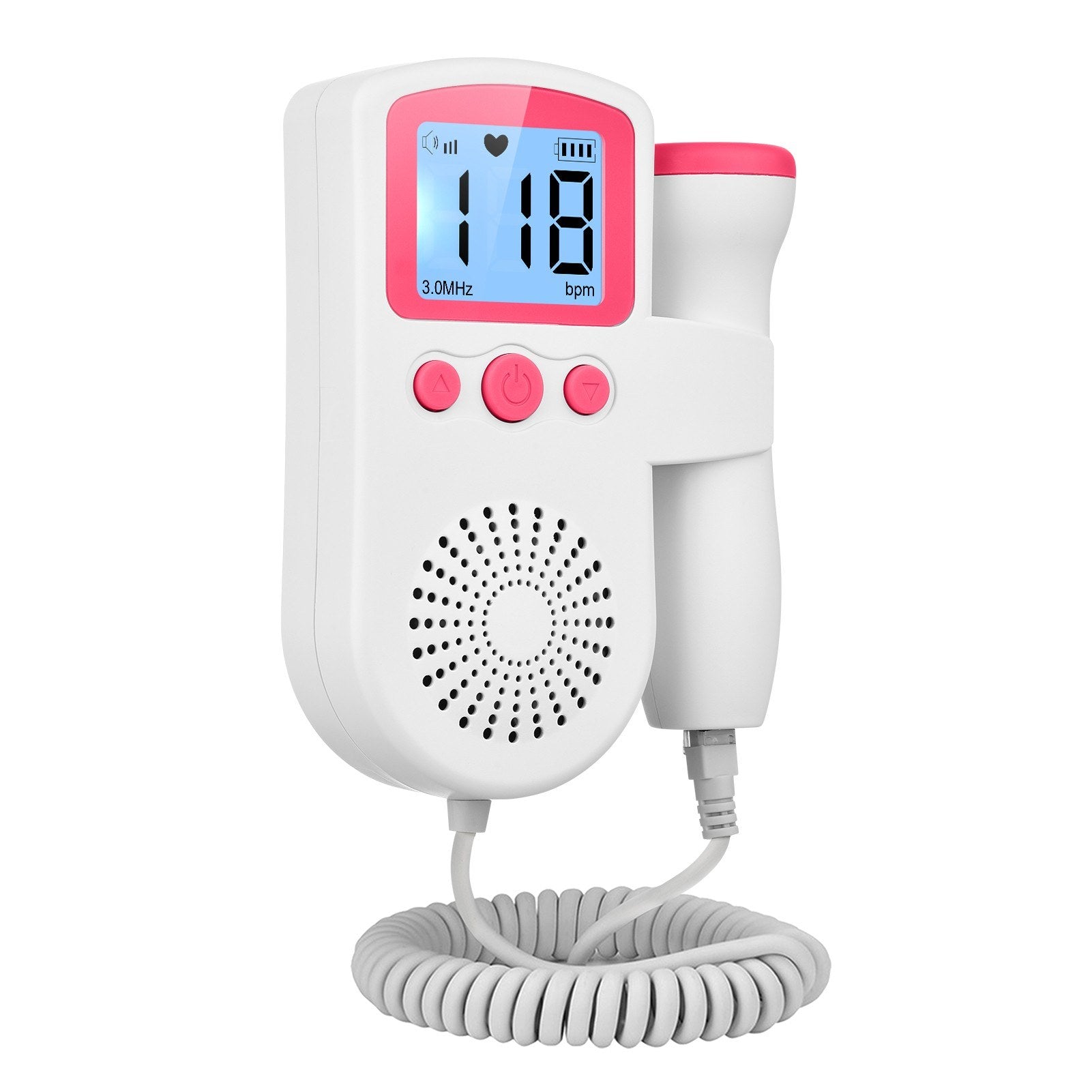 Pregnancy Handheld Baby Heartbeat Detector 3.0MHz Portable Fetal Doppler for Home Noise Reduction Baby Heart Monitor