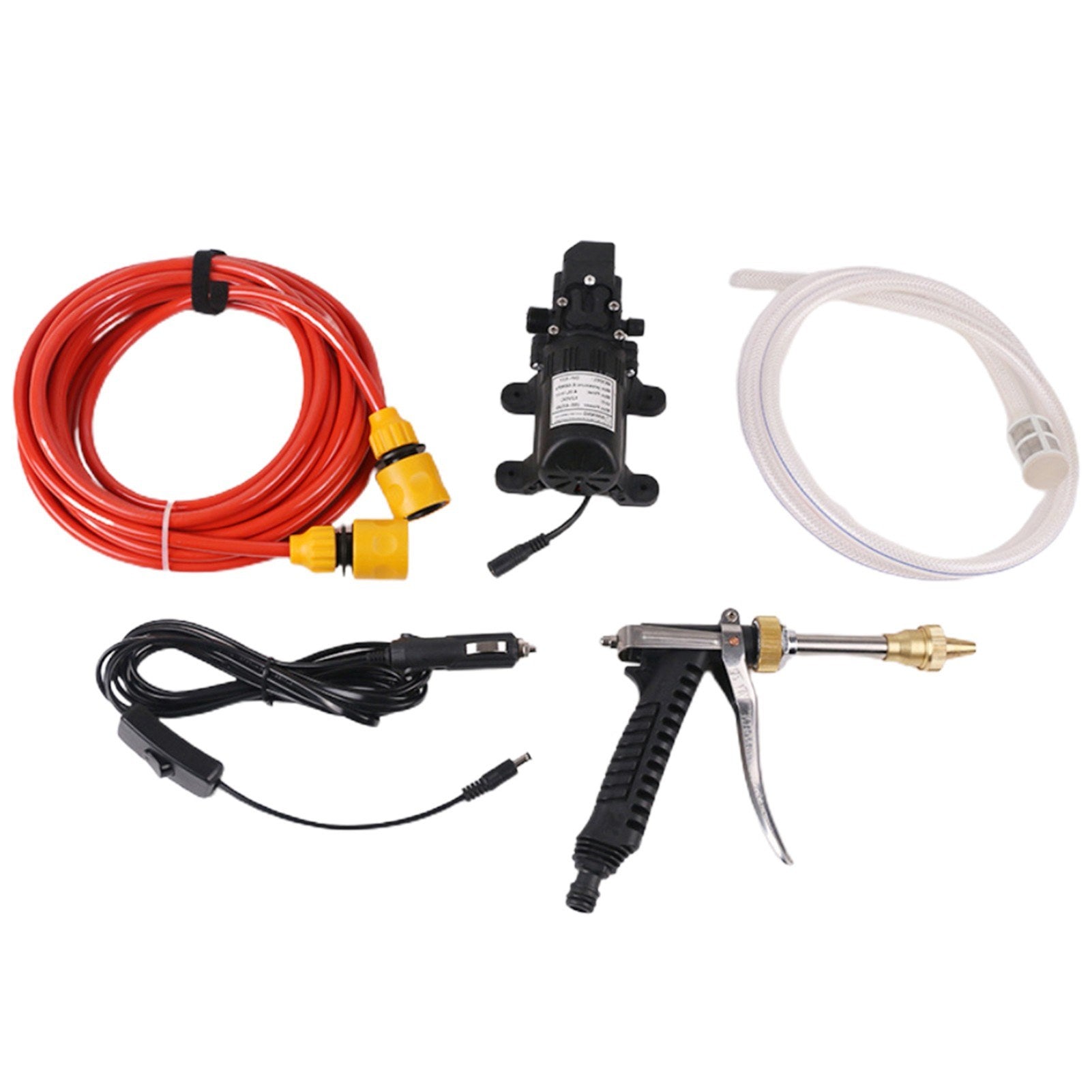 Portable Car High Pressure Washer 12V Water Pump Jet Wash Cleaner Hose Van Kit