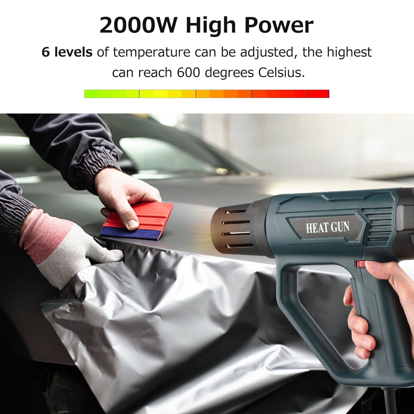 Hot Air Blower 2000W High Power Electronic Digital Display Hot Air Heat Gun Handheld Air Heater for Handicrafts Shrink Packaging