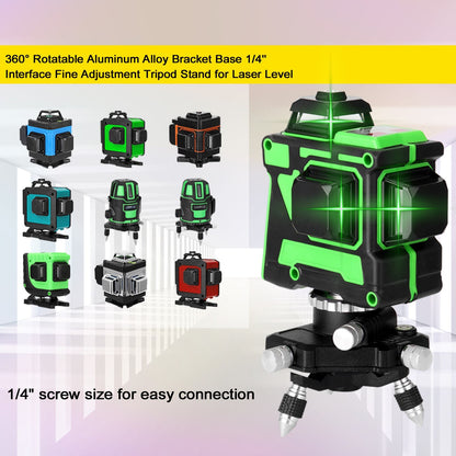 Aluminum Alloy Bracket Base 360-degree Rotatable 1/4" Interface Fine Adjustment Tripod Stand for Laser Level