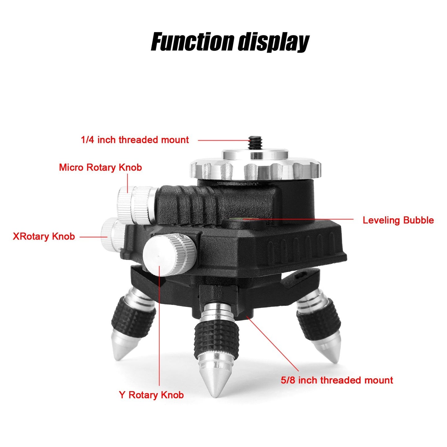 Aluminum Alloy Bracket Base 360-degree Rotatable 1/4" Interface Fine Adjustment Tripod Stand for Laser Level