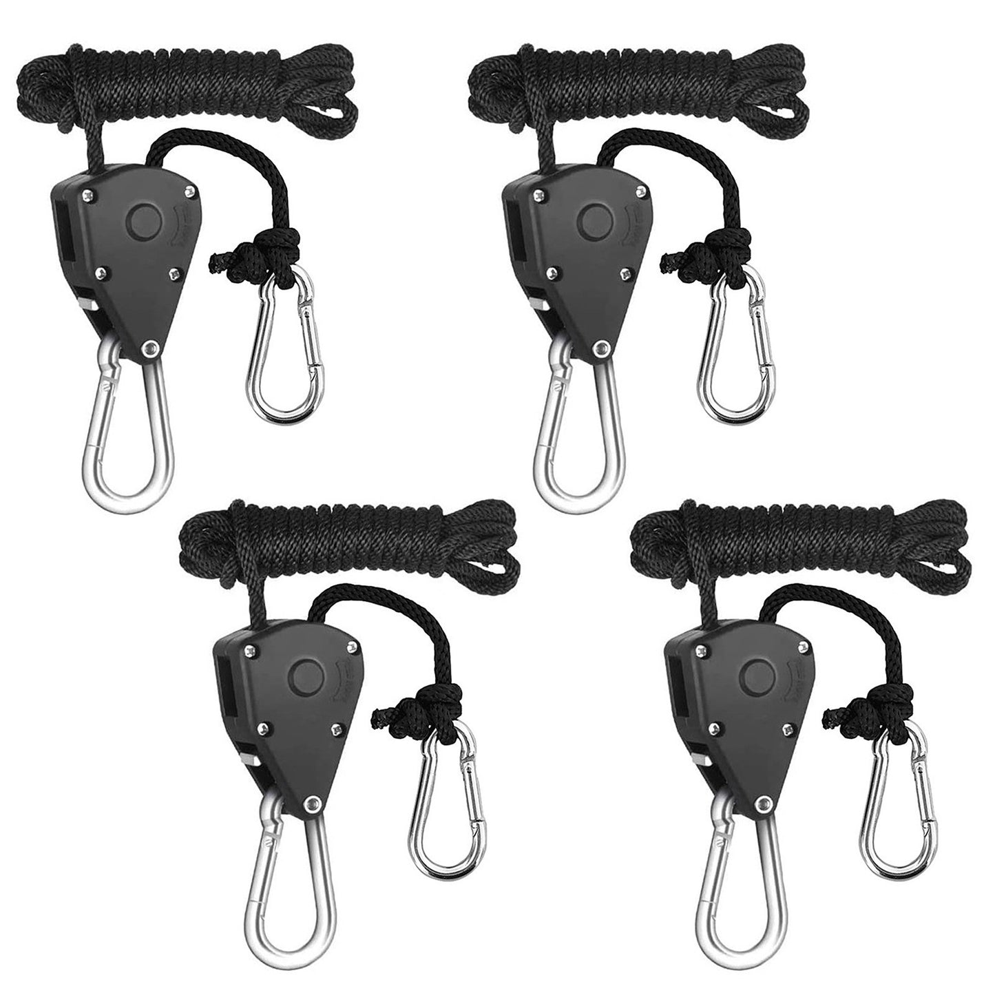 4Pcs Adjustable Heavy Duty Rope Clip Hanger Grow Tent Kit Reinforced Metal Internal Gears Lock Tie Down Strap