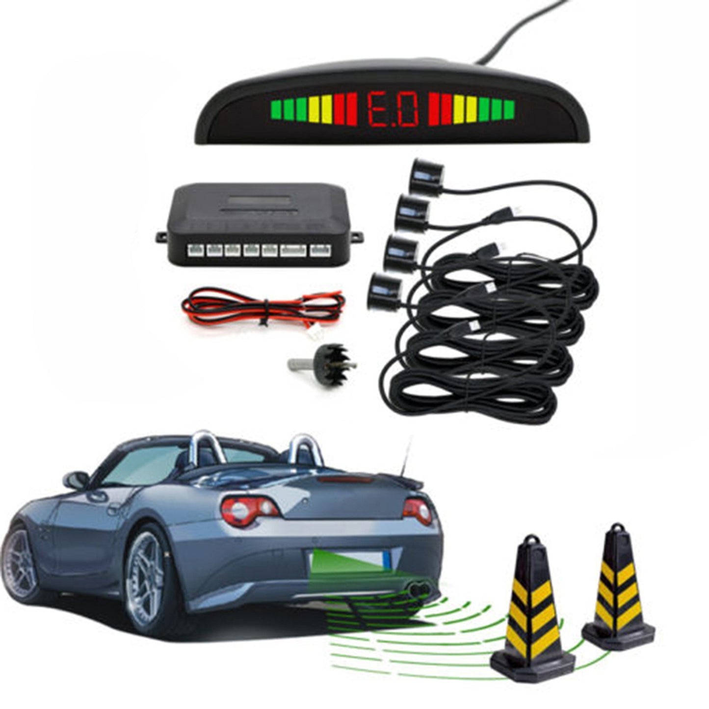 Digital Display Car Sensor Backup Reverse Rear View Radar Alarm Safety System Kit