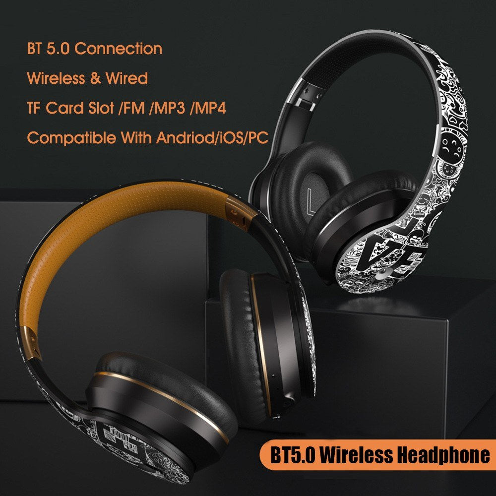 B1 Bluetooth 5.0 Wireless Sports Headphone Foldable Hands-free Headset Rechargeable Wireless/Wired Headphone Support TF Card/FM