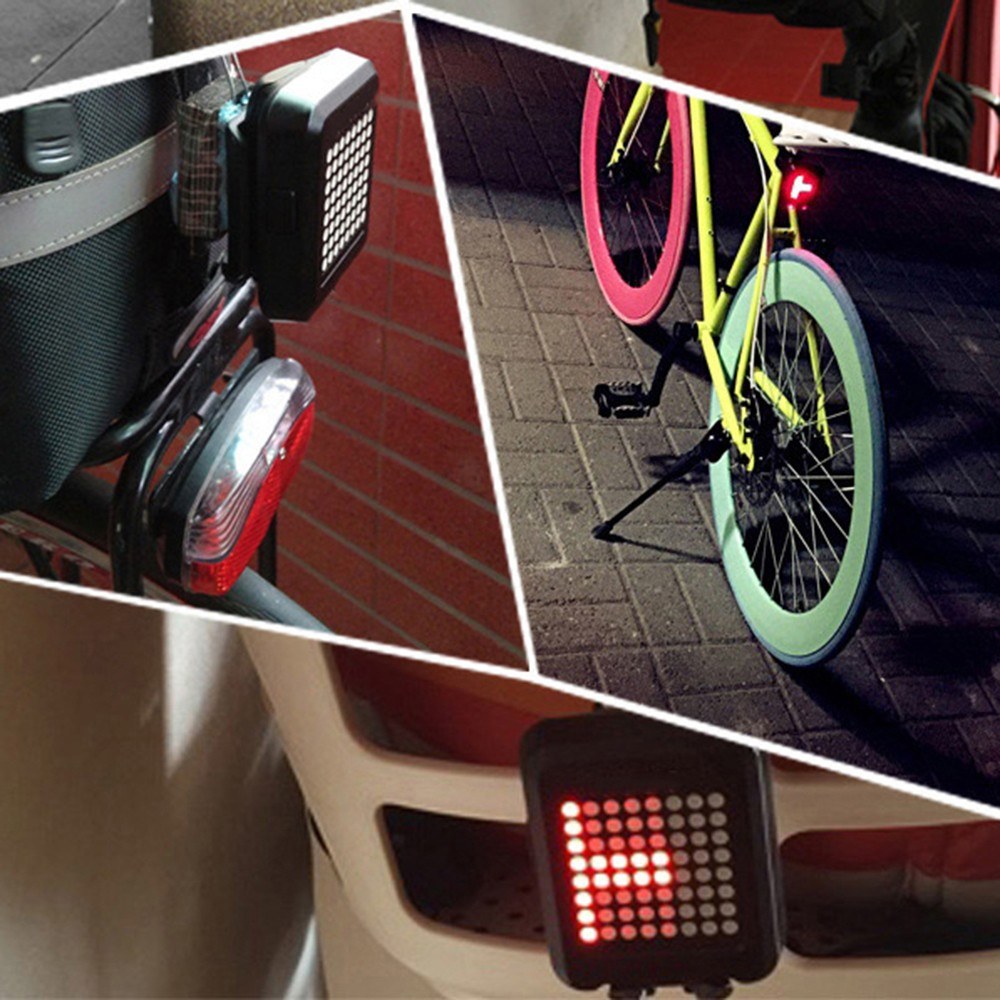 MTB Bike Taillight 64LED Intelligent Turn Signal Stoplight Bicycle Projective Warning Light USB Charging Lamp