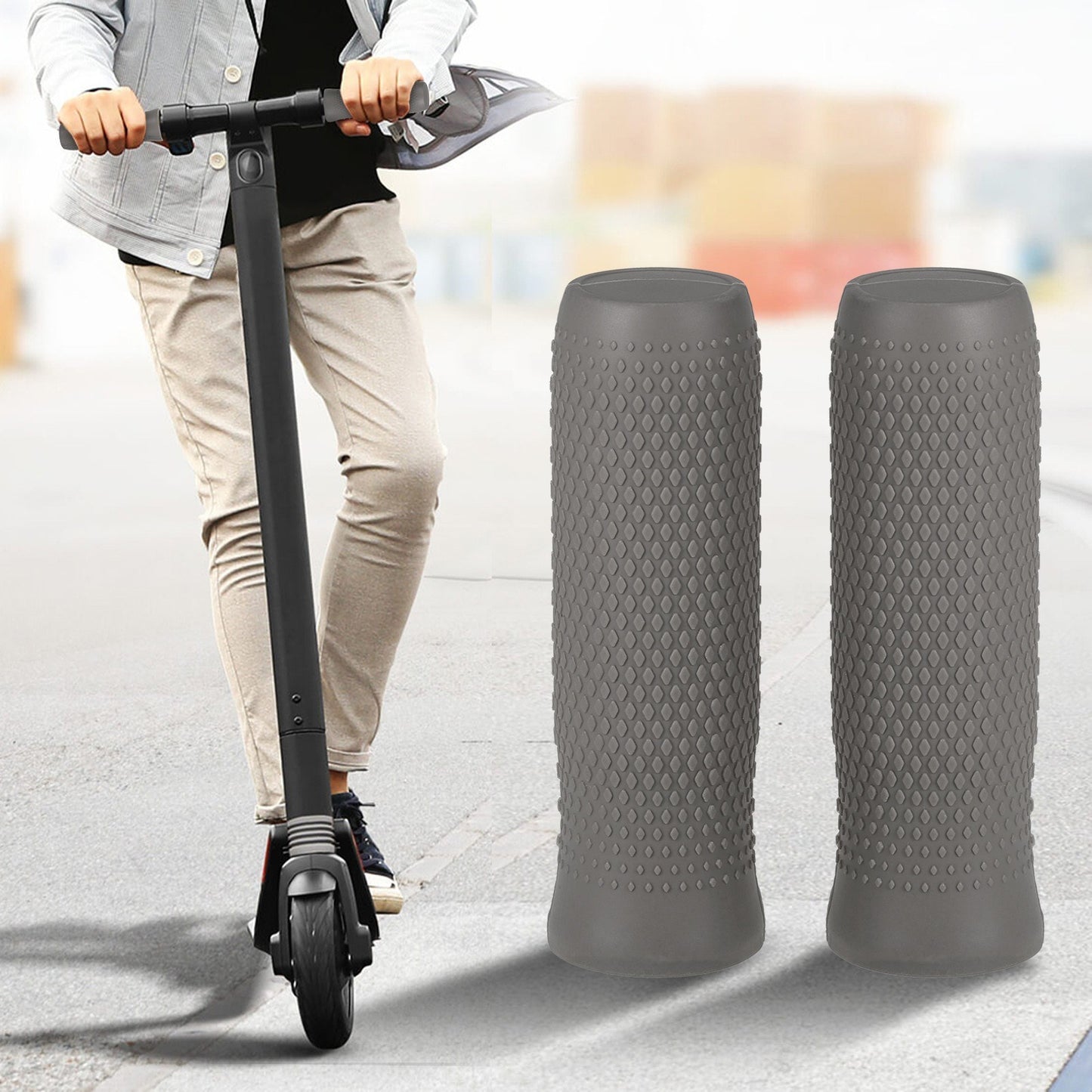 1 Pair Electric Scooter Handlebar Grips for Ninebot ES1 ES2 ES3 ES4, Non-Slip Silicone Skateboard Grips Replacement