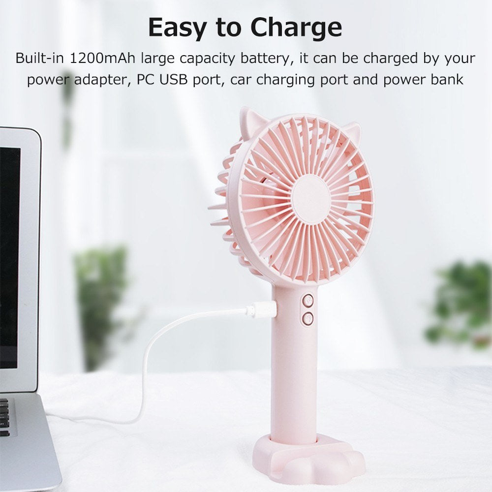 Handheld Portable Fan Battery Operated 3 Speed Personal Fan with Atmosphere Lamp for Travel Office Outdoor