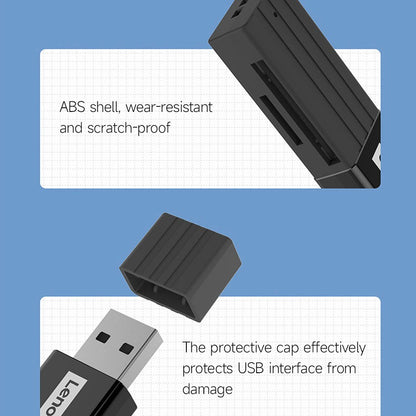 LENOVO D231 USB 3.0 Card Reader for SD+TF Dual Slot Flash Memory Card Adapter High-speed Transmission Hub