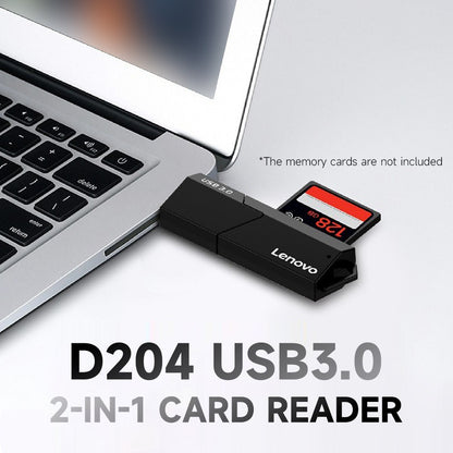 LENOVO D204 USB 3.0 Compact Flash Card Reader 5Gps High Speed for SD+TF Dual-slot Memory Card Solt Combo Adapter Not Support Simultaneous Data Reading