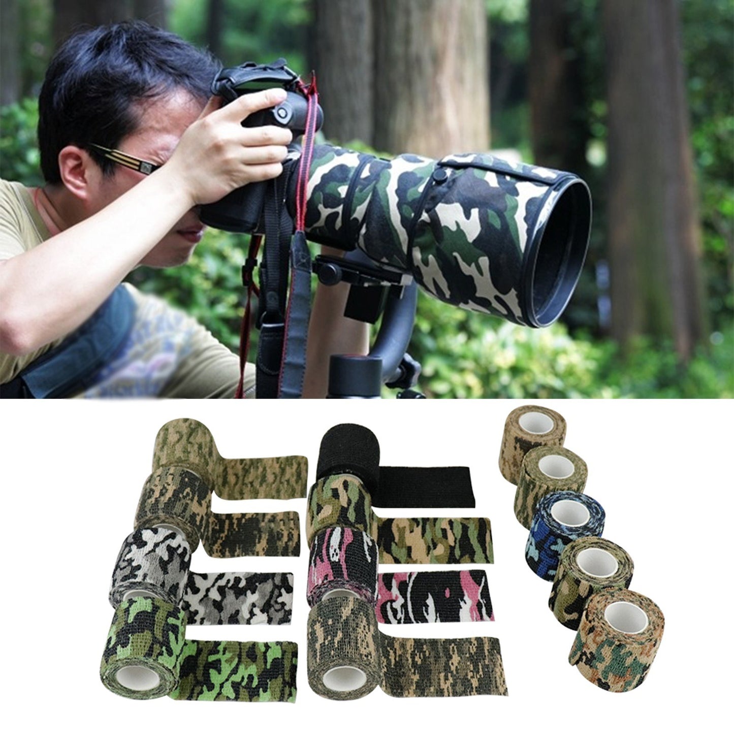 1 Roll Camouflage Camo Tape Outdoor Shooting Hunting Camera Tools Wrap Army Camouflage Stealth Tape Camping Accessories