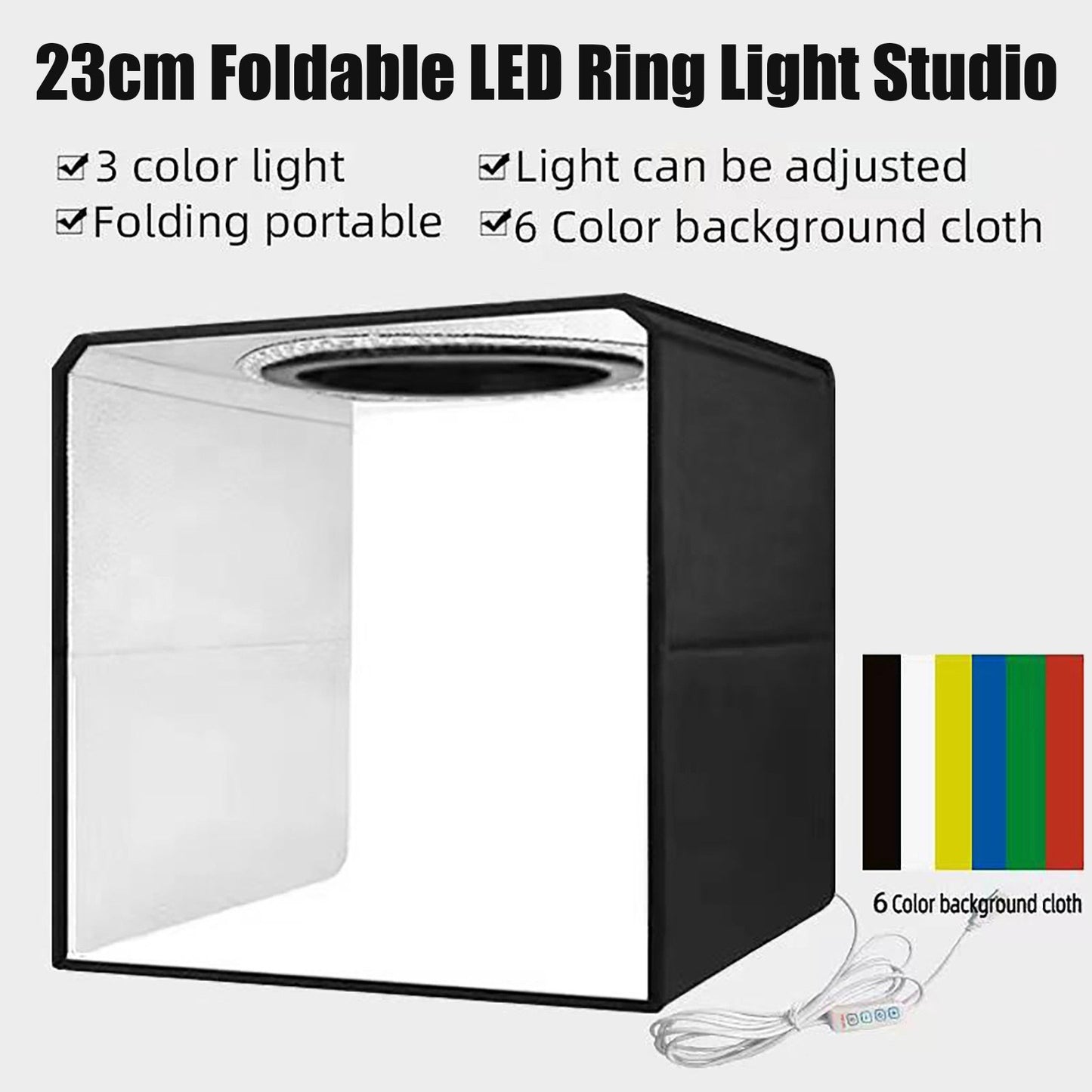 Portable Photo Studio 30 x 30cm/11.8 x 11.8-inch Portable Photo-Box Booth Mini Shooting Tent Kit with 6 Color Photo Backdrops for Product Photography