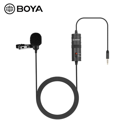 BOYA BY-M1 Microphone Lapel Clip-on Omni-directional Lavalier Condenser Mic with 3.5mm Plug for DSLR Camera Camcorder Smartphone PC