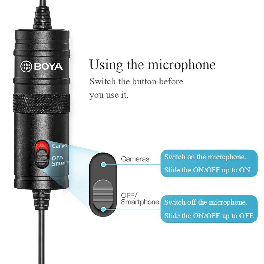 BOYA BY-M1 Microphone Lapel Clip-on Omni-directional Lavalier Condenser Mic with 3.5mm Plug for DSLR Camera Camcorder Smartphone PC