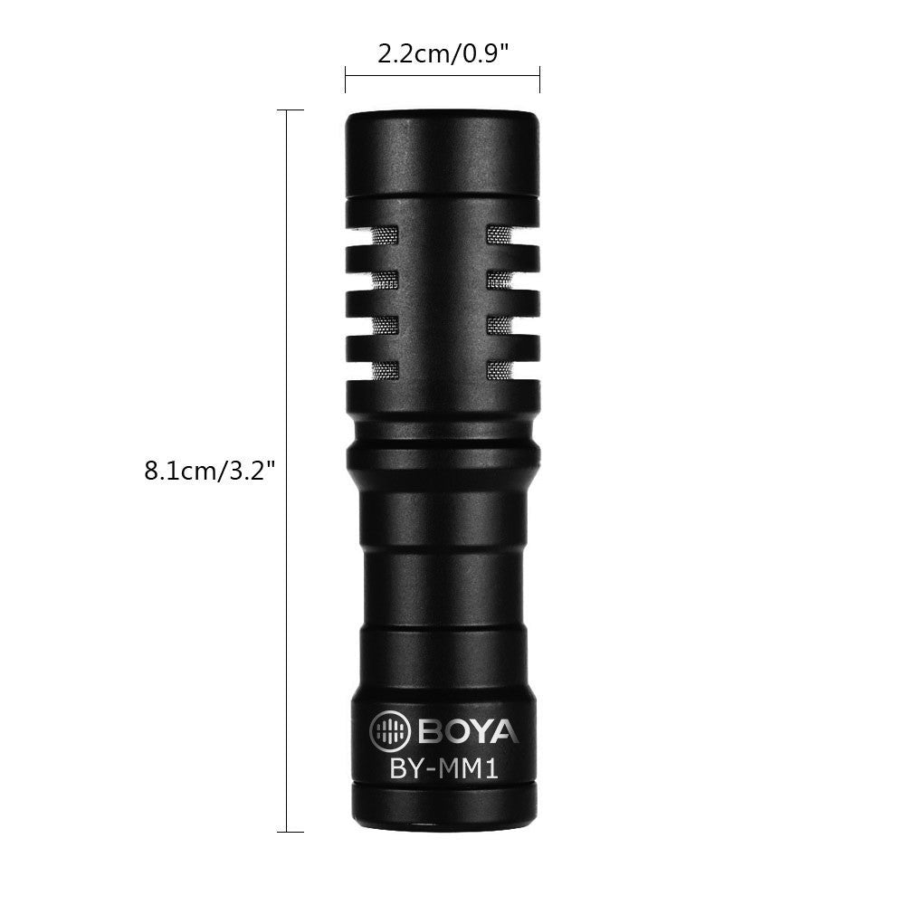 BOYA BY-MM1 Video Microphone Compact Metal Electret Condensor Video Mic 3.5mm Plug Directional Condenser for DSLR Camera, Camcorder, Smartphone, Tablet