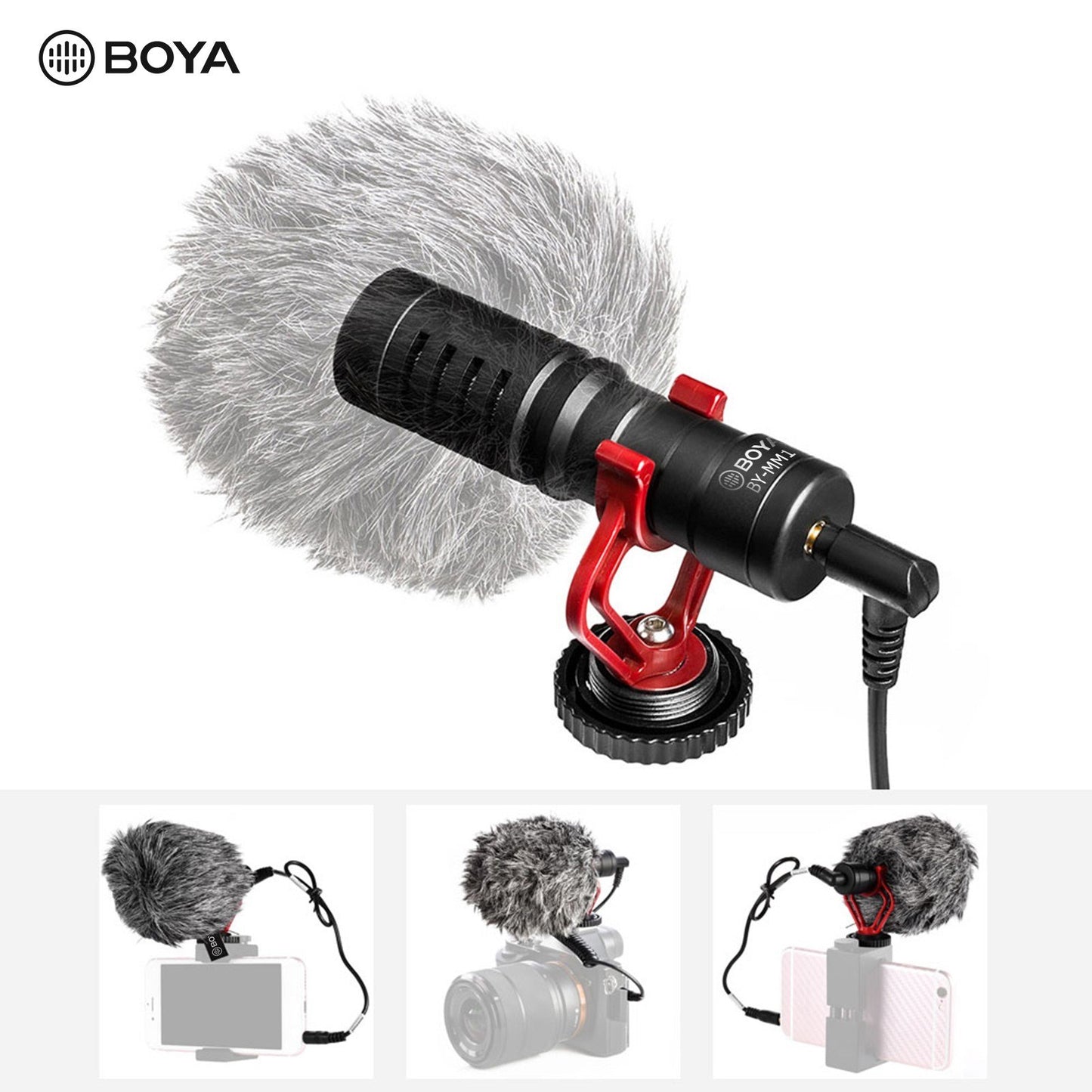 BOYA BY-MM1 Video Microphone Compact Metal Electret Condensor Video Mic 3.5mm Plug Directional Condenser for DSLR Camera, Camcorder, Smartphone, Tablet