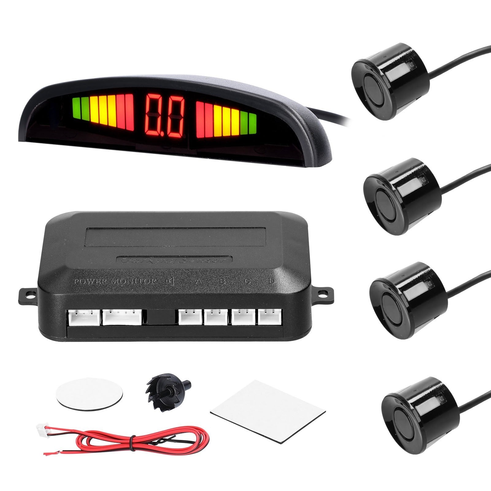 Car Parking Sensor Warning Buzzer Rear Reversing Radars System with 4 Parking Sensors Distance Detection LED Distance Display