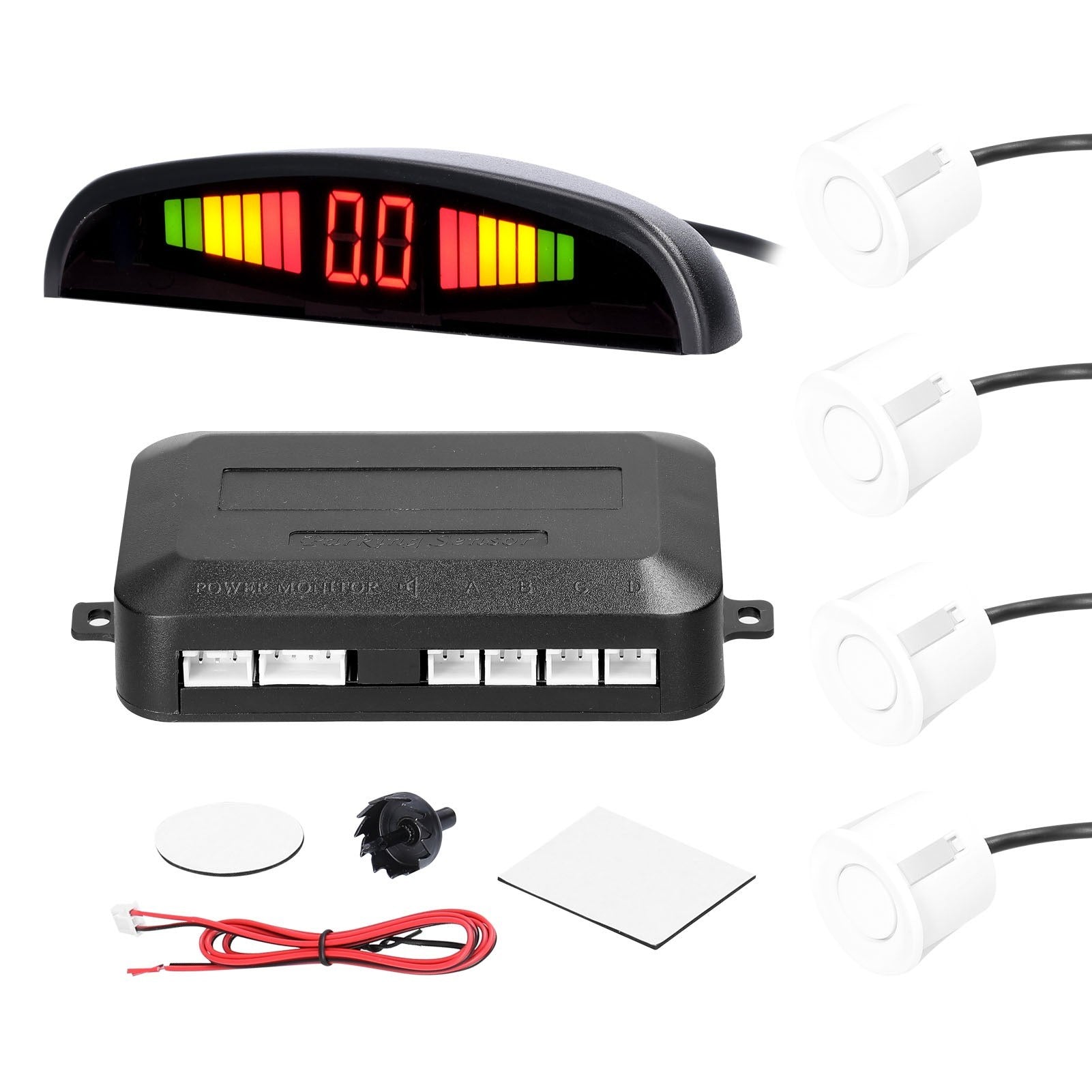 Car Parking Sensor Warning Buzzer Rear Reversing Radars System with 4 Parking Sensors Distance Detection LED Distance Display