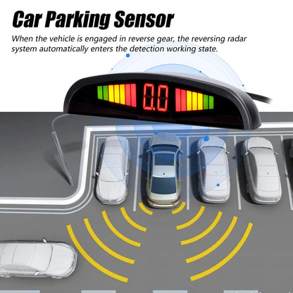 Car Parking Sensor Warning Buzzer Rear Reversing Radars System with 4 Parking Sensors Distance Detection LED Distance Display