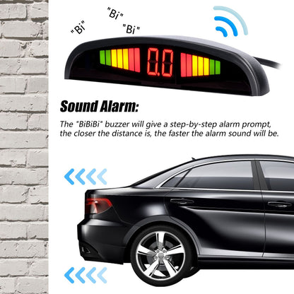 Car Parking Sensor Warning Buzzer Rear Reversing Radars System with 4 Parking Sensors Distance Detection LED Distance Display