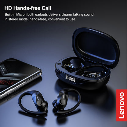 LENOVO LP75 BT5.3 Built-in Mic Ear-hook Sports Headset Sweatproof Earphone In-ear Earbuds with Charging Box