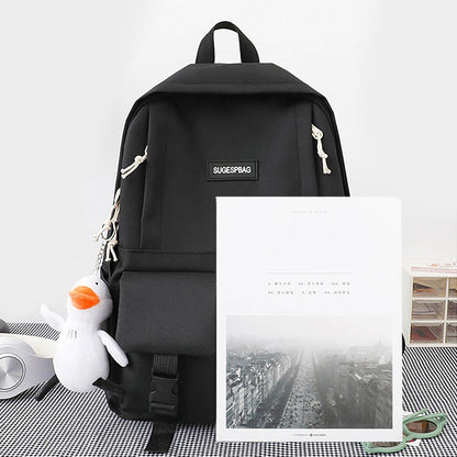 4Pcs Canvas Backpack Combo Set School Bags with Pencil Bag Casual School Bag for Teenagers Handbag College Student Laptop Backpacks