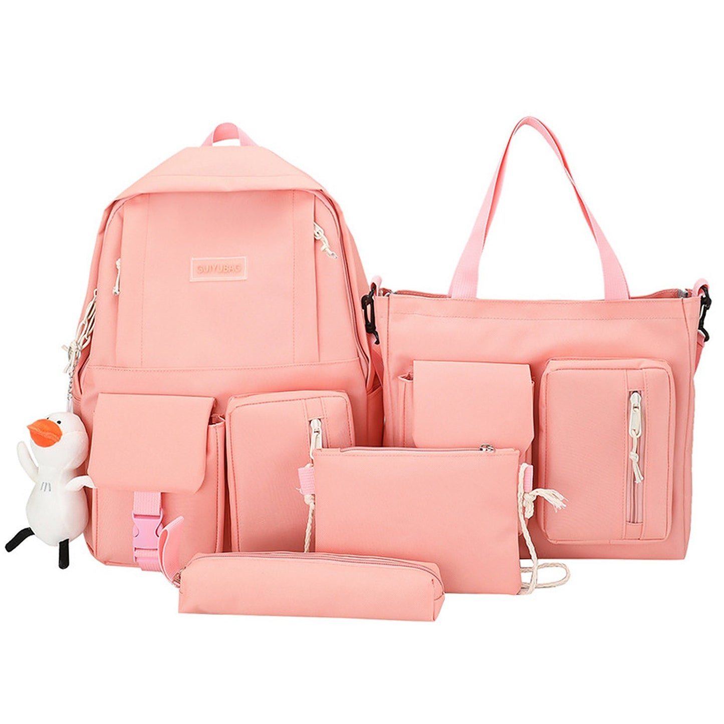 4Pcs Canvas Backpack Combo Set School Bags with Pencil Bag Casual School Bag for Teenagers Handbag College Student Laptop Backpacks