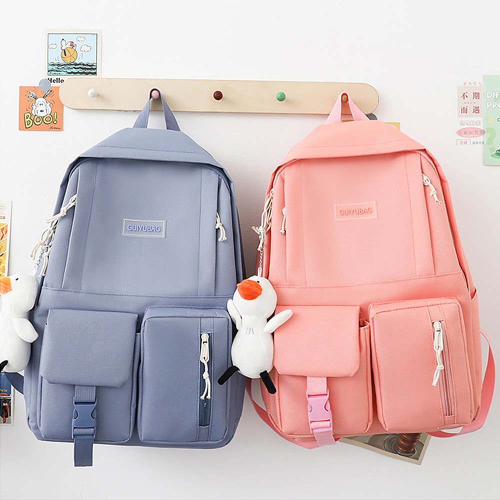 4Pcs Canvas Backpack Combo Set School Bags with Pencil Bag Casual School Bag for Teenagers Handbag College Student Laptop Backpacks