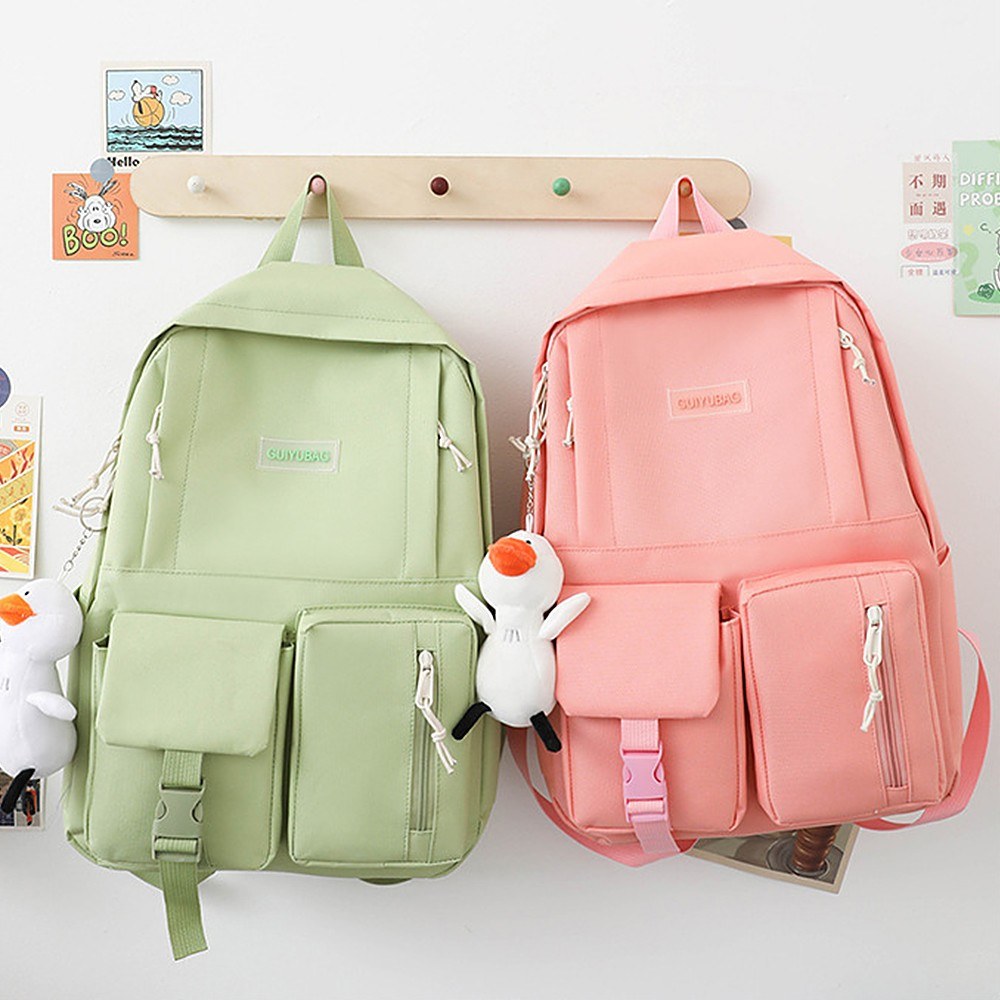 4Pcs Canvas Backpack Combo Set School Bags with Pencil Bag Casual School Bag for Teenagers Handbag College Student Laptop Backpacks