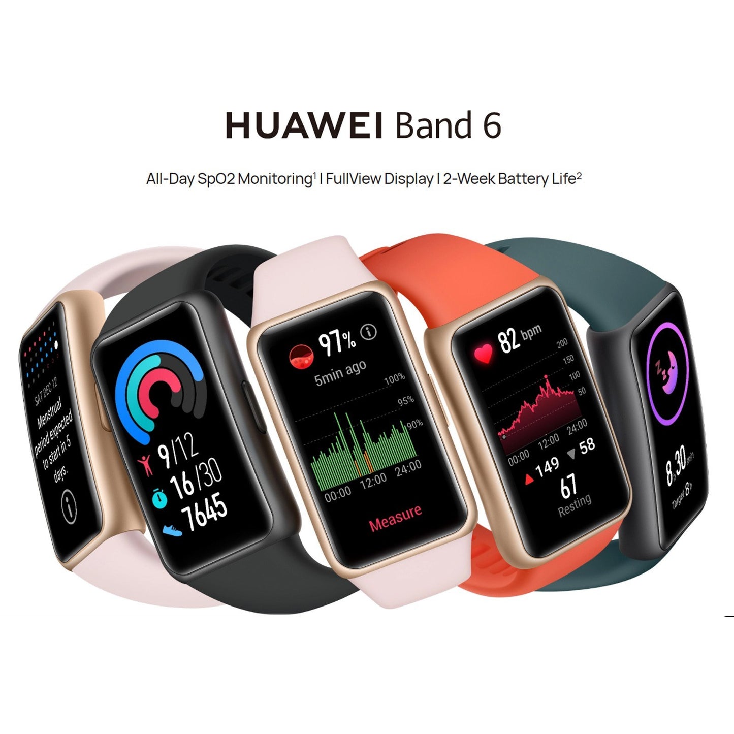 HUAWEI Band 6 FRA-B19 Sports Bracelet 1.47-inch AMOLED Heart Rate / Sleep / Menstrual Cycle Monitoring Smart Fitness Activity Tracker Compatible with Android iOS