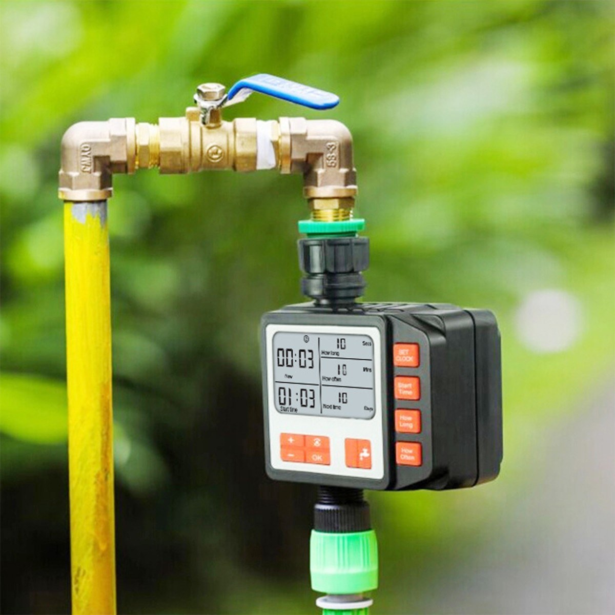 IP65 Waterproof 3 Separate Programs Digital Water Timer 3in Large Screen Hose Timer Sprinkler Timer Single Valve Faucet for Garden Lawn