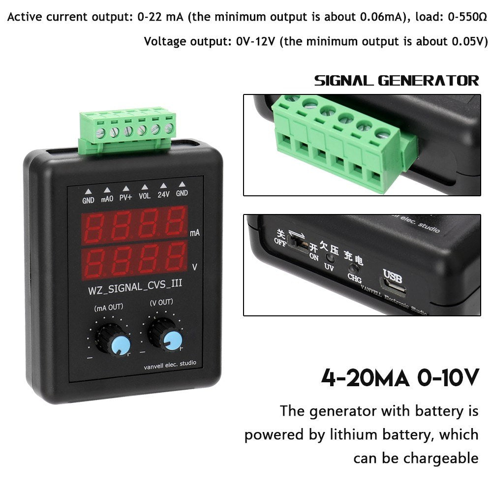 24V Current Voltage Transmitter 4-20mA Signal Generator Signal Calibrator with Display