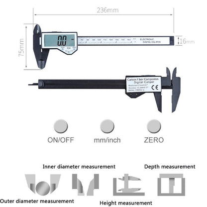 Durable IP54 Waterproof Electronic Caliper 0-150mm Digital Display Vernier LCD Large Screen Plastic Caliper for Antique Measuring