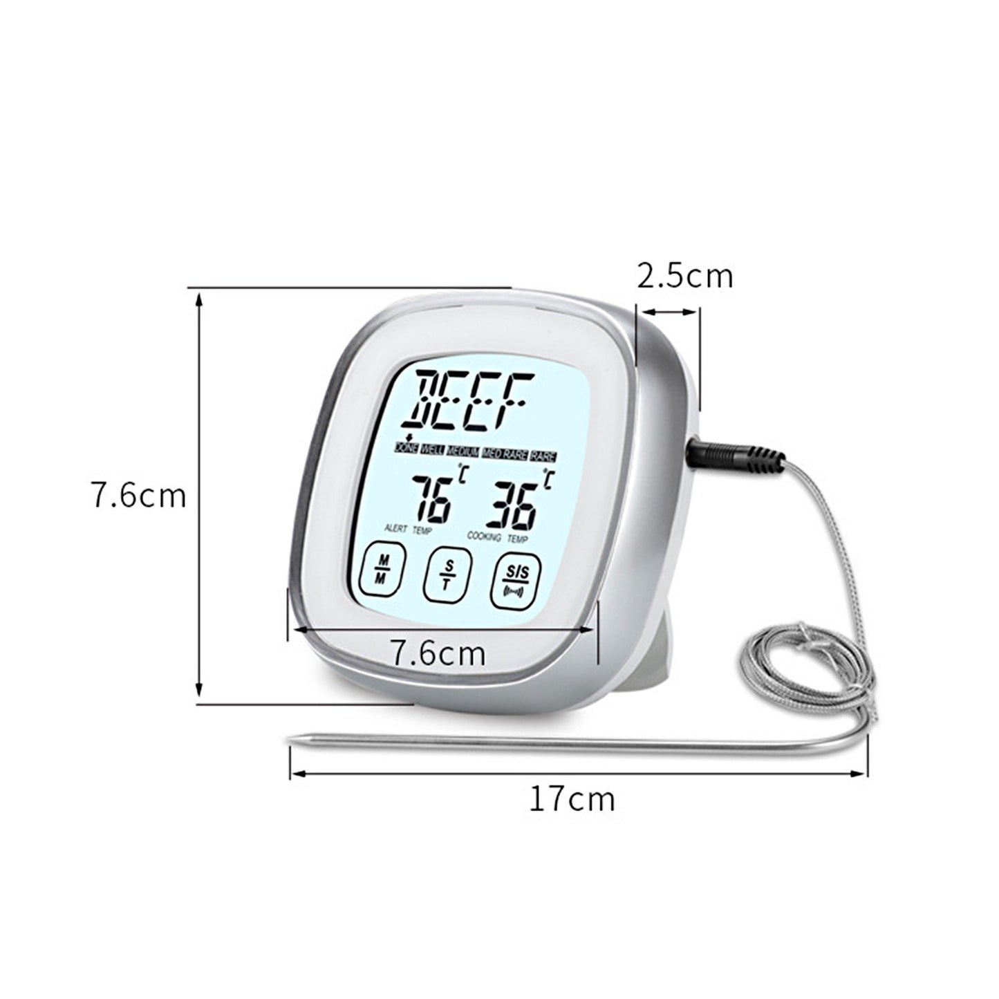 Timer Alarm Function Digital Meat Thermometer with Waterproof Long Probe for Oven BBQ Grill Kitchen Food Smoker Cooking