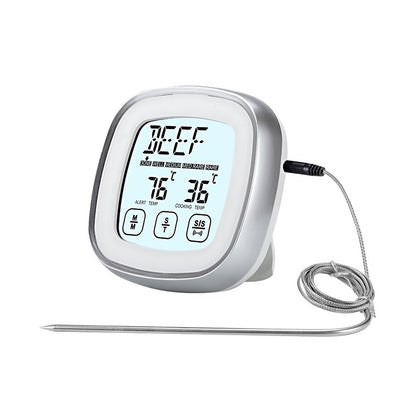 Timer Alarm Function Digital Meat Thermometer with Waterproof Long Probe for Oven BBQ Grill Kitchen Food Smoker Cooking