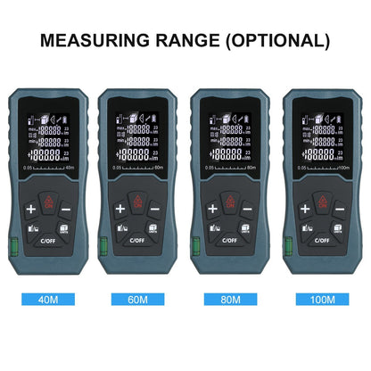 Laser Distance Meter Bubble Level Handheld 1.6-inch LCD Diastimeter Pythagorean Mode Measure Distance Area and Volume