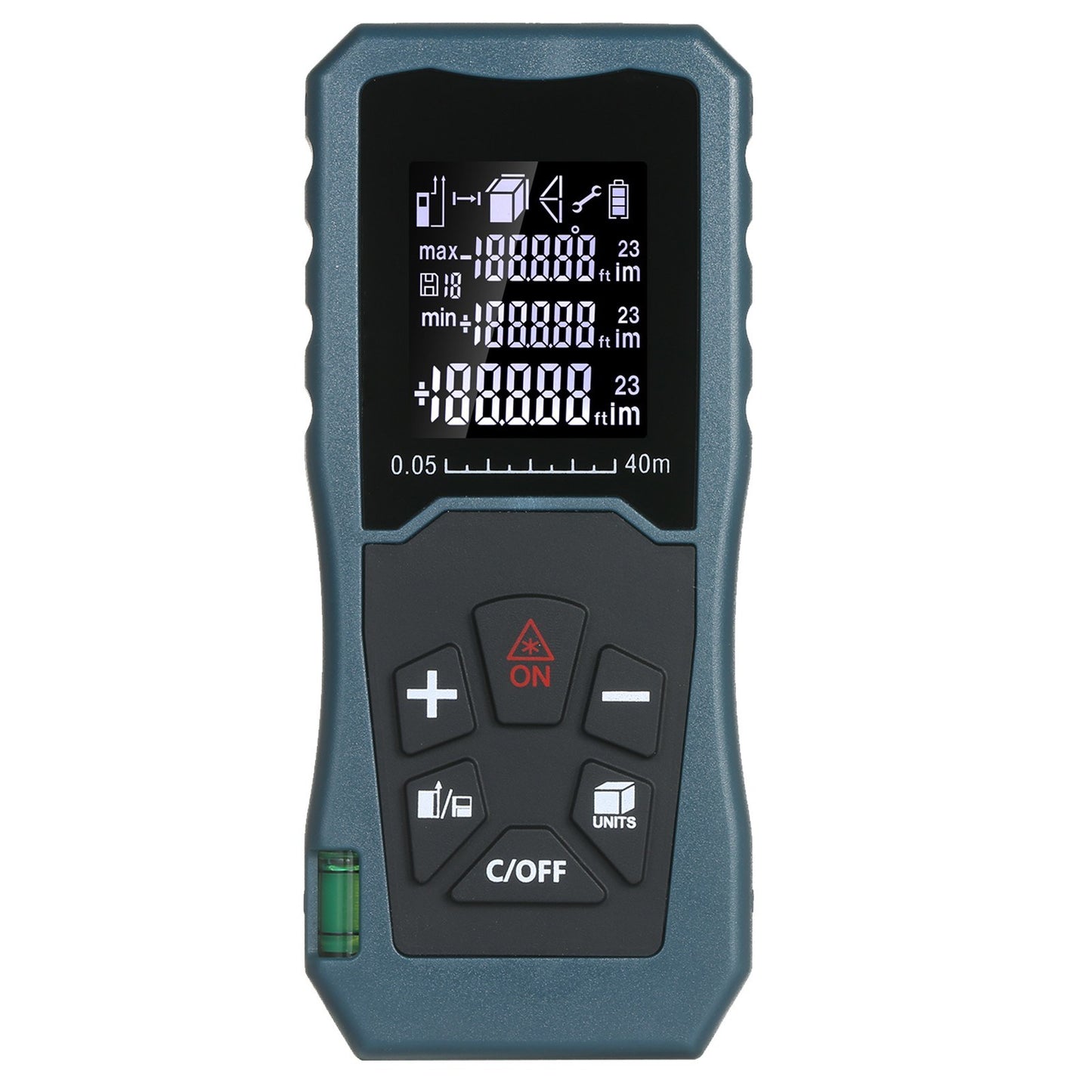 Laser Distance Meter Bubble Level Handheld 1.6-inch LCD Diastimeter Pythagorean Mode Measure Distance Area and Volume