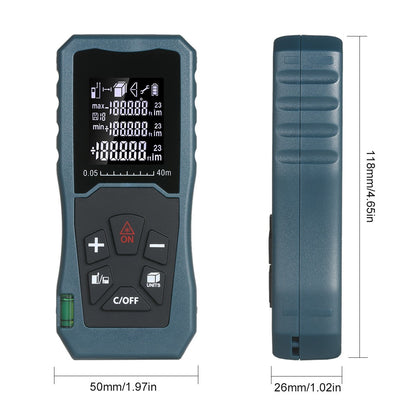 Laser Distance Meter Bubble Level Handheld 1.6-inch LCD Diastimeter Pythagorean Mode Measure Distance Area and Volume