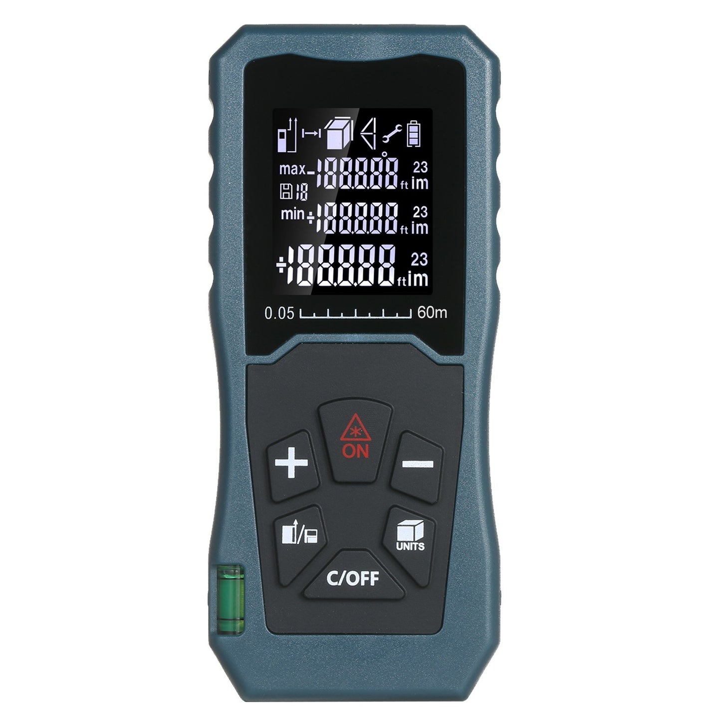 Laser Distance Meter Bubble Level Handheld 1.6-inch LCD Diastimeter Pythagorean Mode Measure Distance Area and Volume