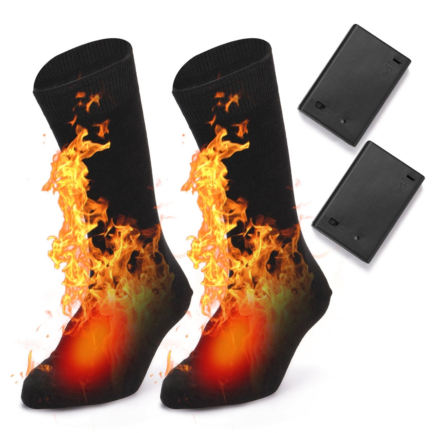 1Pair Heated Socks Battery Powered Cold Weather Thermal Heating Socks Electric Heated Foot Warmer for Hunting Skiing Campin