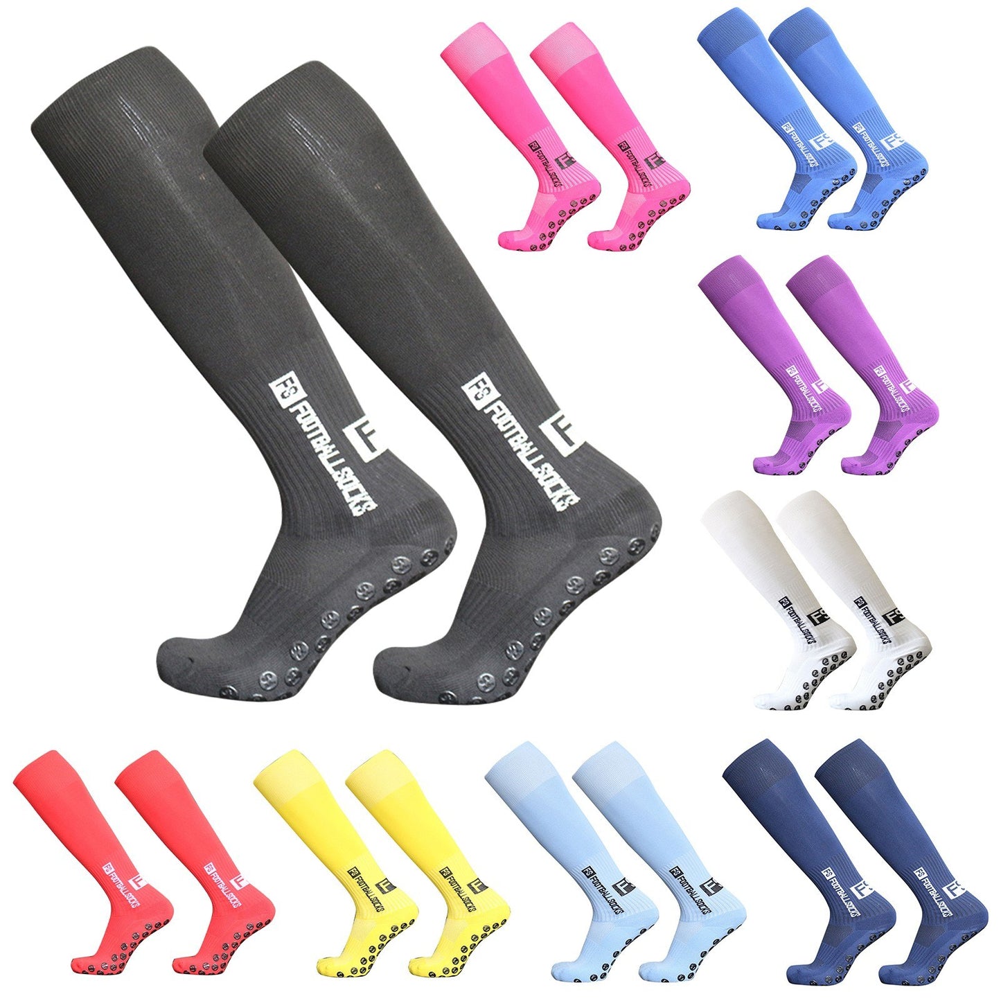 1 Pair Football Socks Sports Polyester Anti-Slip Baseball Football Soccer Tube Socks High Tube Long Knee Breathable Compression Socks