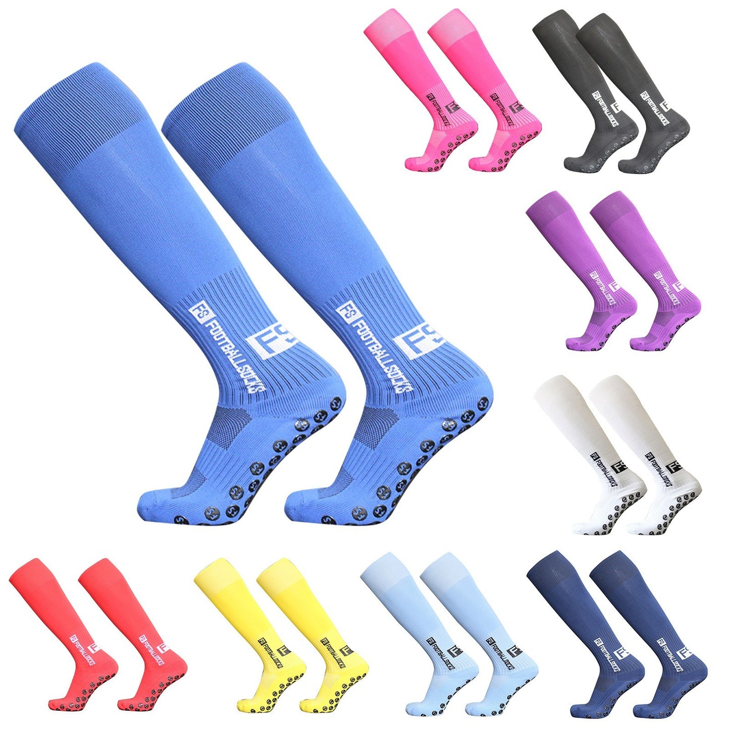 1 Pair Football Socks Sports Polyester Anti-Slip Baseball Football Soccer Tube Socks High Tube Long Knee Breathable Compression Socks