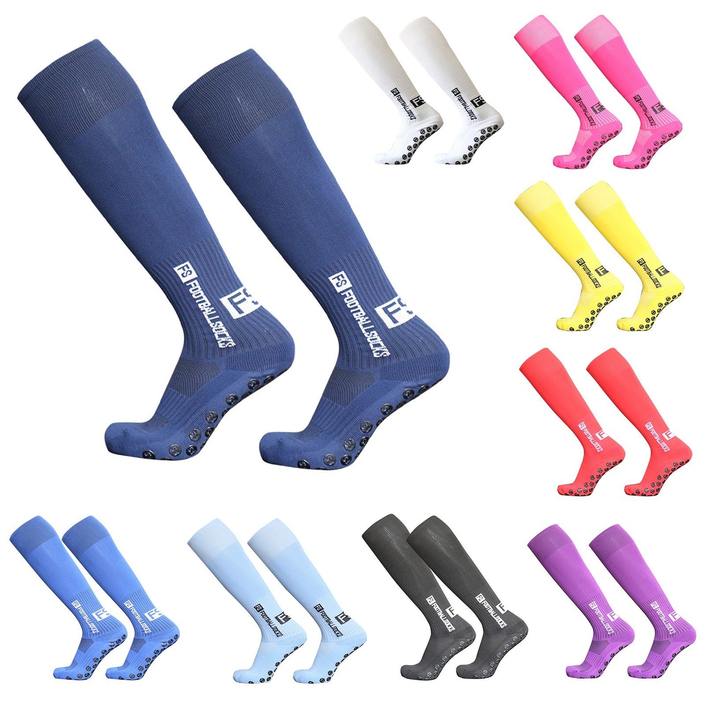 1 Pair Football Socks Sports Polyester Anti-Slip Baseball Football Soccer Tube Socks High Tube Long Knee Breathable Compression Socks