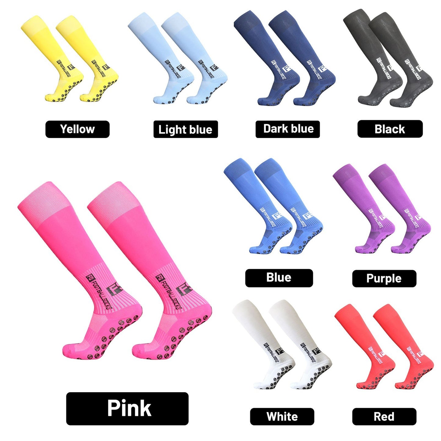 1 Pair Football Socks Sports Polyester Anti-Slip Baseball Football Soccer Tube Socks High Tube Long Knee Breathable Compression Socks