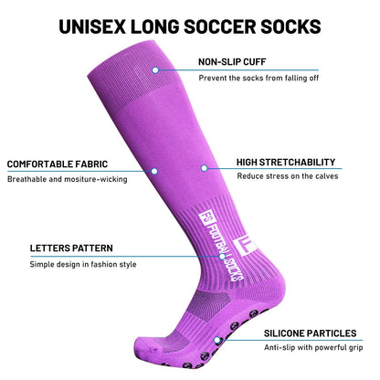 1 Pair Football Socks Sports Polyester Anti-Slip Baseball Football Soccer Tube Socks High Tube Long Knee Breathable Compression Socks