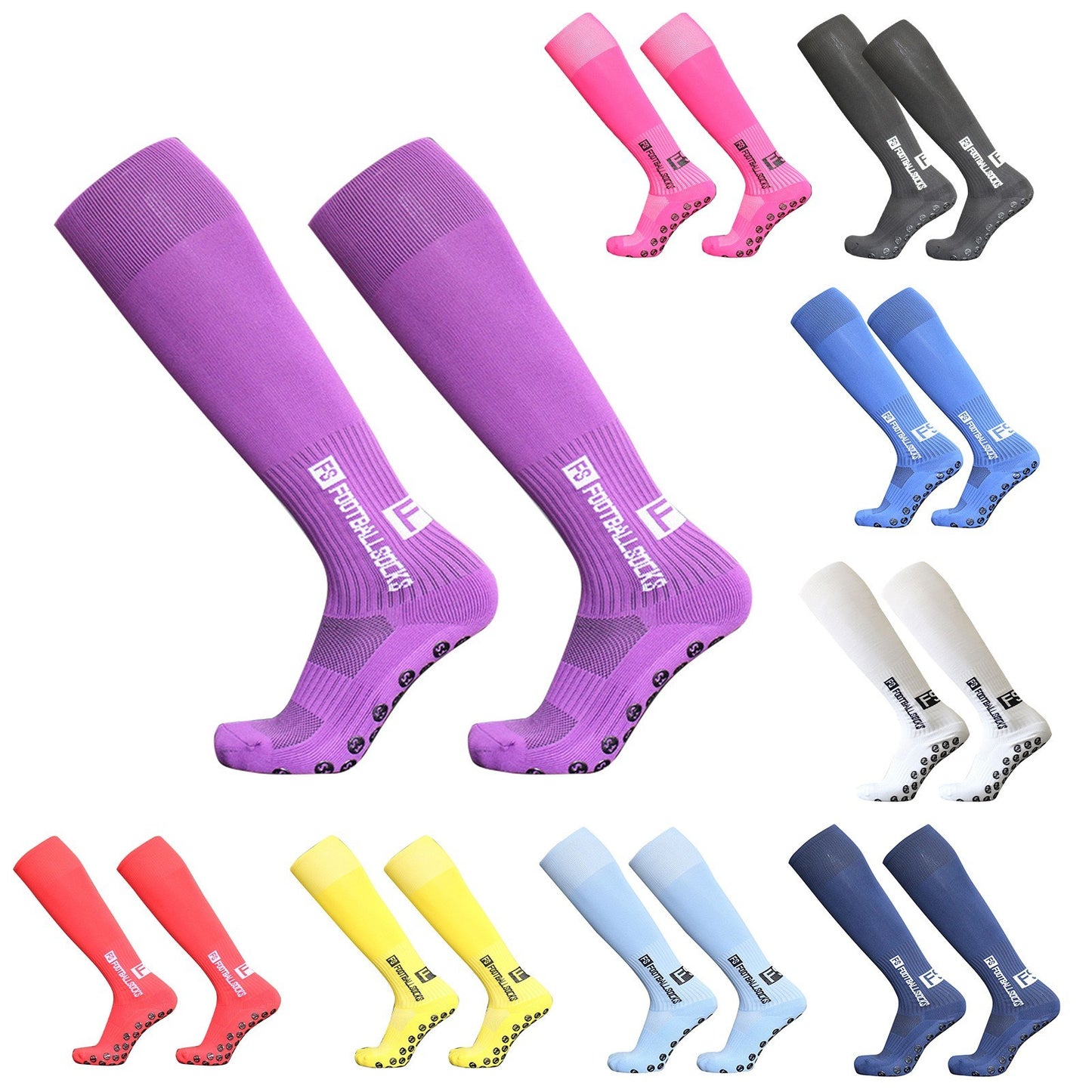 1 Pair Football Socks Sports Polyester Anti-Slip Baseball Football Soccer Tube Socks High Tube Long Knee Breathable Compression Socks