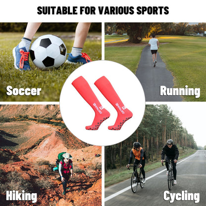 1 Pair Football Socks Sports Polyester Anti-Slip Baseball Football Soccer Tube Socks High Tube Long Knee Breathable Compression Socks