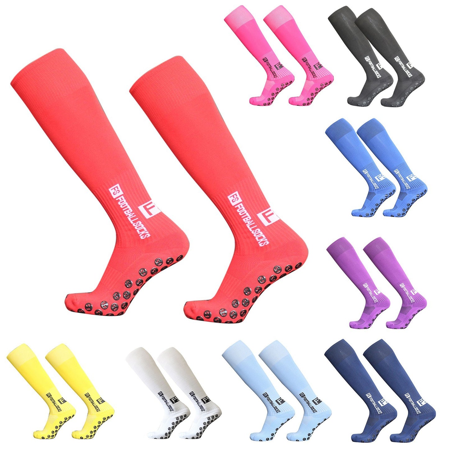 1 Pair Football Socks Sports Polyester Anti-Slip Baseball Football Soccer Tube Socks High Tube Long Knee Breathable Compression Socks