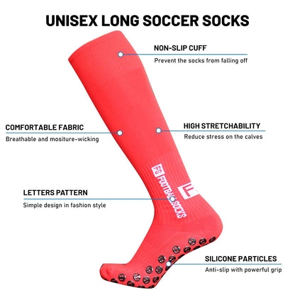 1 Pair Football Socks Sports Polyester Anti-Slip Baseball Football Soccer Tube Socks High Tube Long Knee Breathable Compression Socks