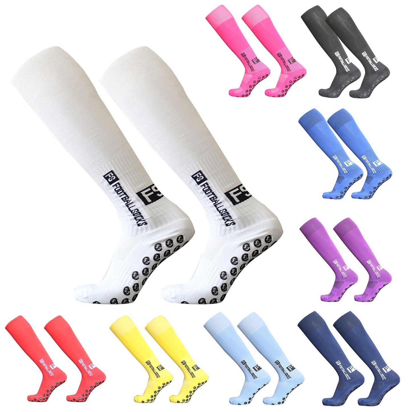 1 Pair Football Socks Sports Polyester Anti-Slip Baseball Football Soccer Tube Socks High Tube Long Knee Breathable Compression Socks